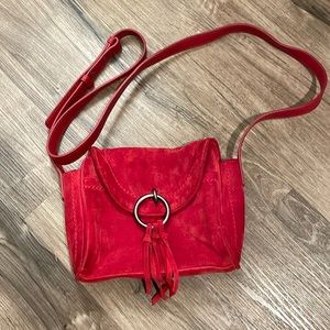 Lucky Brand Red Leather Suede Mini Crossbody Bag